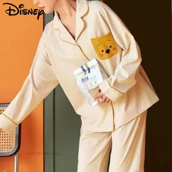 Disney Pooh Tigger De Desene Animate Stil De Moda Două Pijama Set Primavara Toamna Din Bumbac Confortabil Pijama Moale Haine De Acasă