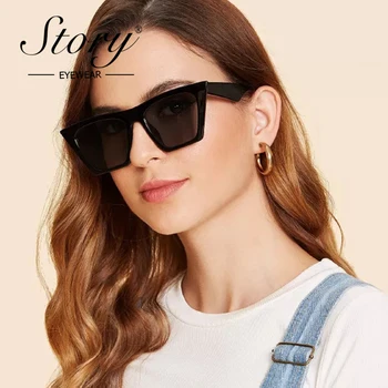POVESTEA Pătrat Mic ochelari de Soare Femei 2019 Lux de Designer de Brand de PC-Cadru Gradient de Lentile Ochi de Pisica Soare Ochelari de sex Masculin 90 Nuante S6881