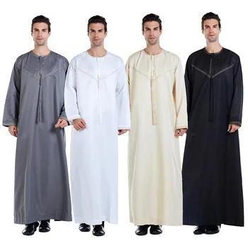 Mans Abaya Musulman Seturi Pakistan Islam Îmbrăcăminte Abayas Halat Arabia Saudită Kleding Mannen Caftan Oman Qamis Homme Musulman De Modul