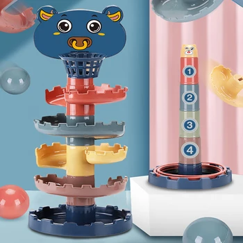 Copilului Inel Aruncat Joc Cupe Jucarii Minge de Rulare Gramada Turn Stivă Copii de Rotație a Urmări Set pentru Boy Fata de Copil Puzzle Cadou