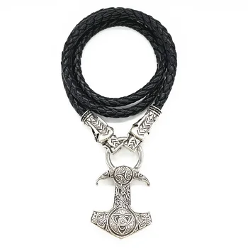 Nostalgia Thor Ciocanul Mjolnir Odin Raven Talisman Amuletă Teen Wolf Triskele Trinity Simboluri Viking Dragon Colier Colar Longo