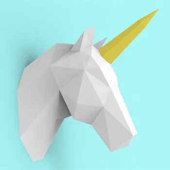 3D Model din Hârtie lucrate Manual Unicorn Perete DIY Papercraft Home Decor Decor de Perete Puzzle-uri Educaționale DIY pentru Copii Jucarii Cadou