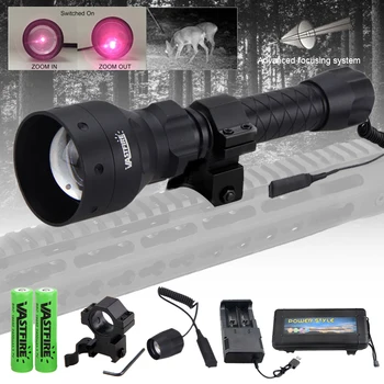 IR 850nm Viziune de Noapte, Lanterna Obiectiv de 50 mm cu Zoom Reglabil Infraroșu Vânătoare Torch Negru Iluminare cu Luneta Muntele