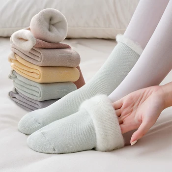 De Iarnă Pentru Femei Șosete Cald Gros Termică Solidă Lână Piele-Friendly Acasă Dormit Etaj Șosete Cașmir Dulce Fierbinte Zăpadă Sockings Fata