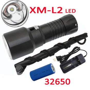 Utral Luminoase 1500LM XM-L2 LED Scufundări Lanterna rezistent la apa Lanterna Underwater Torch Lampă + 32650 Baterie + Incarcator AC