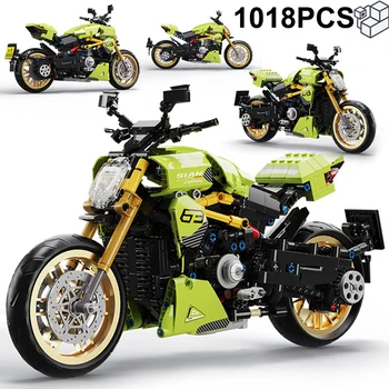 1018PCS Tehnice Verde Lamborghinied Motociclete Ducati Blocuri de Curse de Motociclete Vehicul Cărămizi Jucarii si Cadouri Pentru Copii Baieti