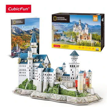 CubicFun Puzzle 3D National Geographic Broșură Germania, Castelul Neuschwanstein Arhitectura Model Kituri de constructie pentru Adulți Copii