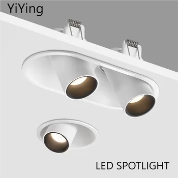 YiYing Reflectoarelor cu Led-uri Încastrate COB Spot de Lumină Cap Dublu din Aluminiu Alb Lampă de Tavan 110V 220V Pentru Acasă Hotel de Iluminat Interior