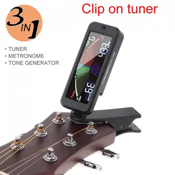 Tuner chitara 3 IN1 Ecran LCD Mare Metronom Generator Pentru Cromatic, Chitara Bas, Vioara, Ukulele/Electric GuitarTuner Pedala Clip