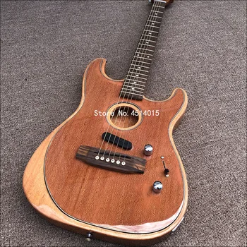Noi ST6 string chitara electrica lemn vopsea de culoare, pe jumătate gol, piersici bază de lemn, pret special, poștale.