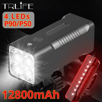TRLIFE 12800mAh Biciclete față de Lumină USB Reîncărcabilă led Faruri de Bicicletă XHPP90 XHP50 LED Lanternă Puternică Față, Luminile din Spate