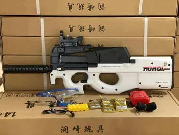 Alb Electrice P90 Graffiti-a Ediție Pistol de Jucărie Live CS Atac Snipe Simulare de Armă în aer liber de Apă Moale Arma cu Glont Jucării Pentru Băieți