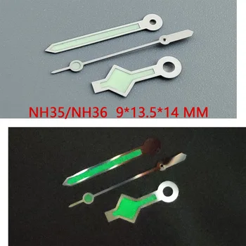 Accesorii ceas de ceas indicator NH35 mâinile de argint mâinile verde super-luminos, potrivit pentru NH35, NH36 mișcare A20