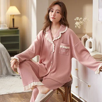 Nouă femei pijamale de bumbac cardigan cu mâneci lungi dulce zână stil liber de mari dimensiuni pot fi purtate in afara casei haine