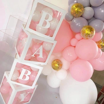 Copil de Dus Decor 1 Balon Ziua de naștere Cutie Alfabetul Cutie Transparentă Fată Băiat Babyshower Botez Petrecere de Ziua Decor
