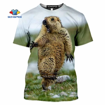 SONSPEE Amuzant Marmota Marmota Consumul de Bărbați T-shirt de Imprimare 3D faunei Sălbatice Animale tricou Femei Casual de Vara de Fitness Tricou Streetwear
