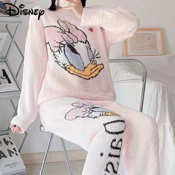 Disney Daisy Duck Desene Animate Femei, Pijamale, Costume De Iarna Coral Catifea Îngroșat Bumbac De Pluș Prințesă Minunat Stil Cald Homewear