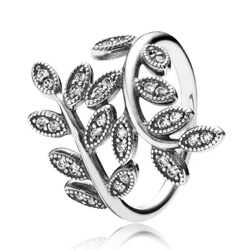 Autentic Argint 925 Spumante Cu Frunze De Cristal Inel Pentru Femei Petrecerea De Nunta Europa Moda Bijuterii