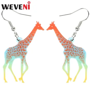 WEVENI Acrilice Desene animate pline de culoare din Africa Girafa Legăna Cercei Picătură Trendy Wild Jungle Animal Bijuterii Pentru Femei, Fete Farmece