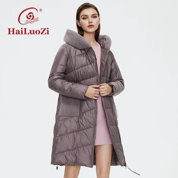 HaiLuoZi Femei Haină Lungă, Groasă Jos Jacheta Femei de Moda Casual Cusaturi Diagonale cu Fermoar Geci de Iarna pentru Femei Uza 6057
