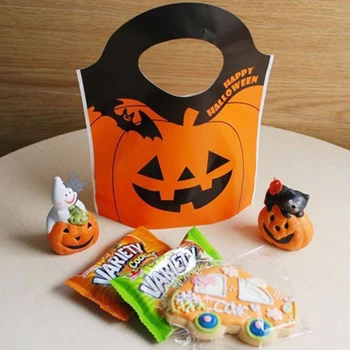 50 BUC Halloween Dovleac Portocaliu Plastic Tote Geantă de Cumpărături de Ambalare Pachet Pachet Sac de Alimente Gustare Bomboane Cookie Partid en-Gros