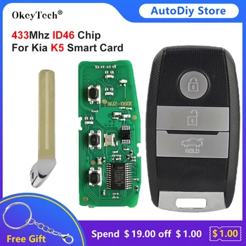 Okeytech 3 Butoane Smart Card Telecomanda breloc Pentru Kia K5 KX3 Sportage Sorento KeylessGo 433Mhz Cu Cip ID46 Netăiat Lama