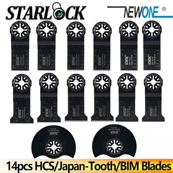 14pc Starlock Oscilant pânze de Ferăstrău HCS/Japonia dinți/Bi-metal /HSS dinții se potrivesc Putere Oscilantă Instrumente pentru Tăiat Lemn Plastic Metal