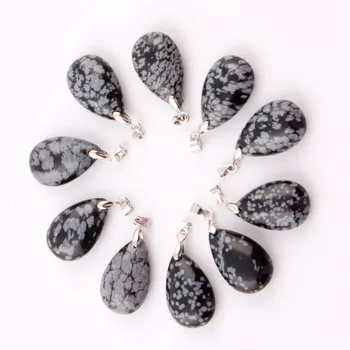 10buc/lot obsidian Fulg de nea piatra Naturala Picătură de Apă Pandantive Pendul Cristal Chakra Vindecare Reiki Margele Gratuit husă