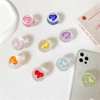 Coreea Drăguț 3D Epoxidice Cristal Dragoste Inima Transparent Griptok Suport Pentru iPhone 14 13 Telefon Samsung Titular de Caz Suport de Prindere Tok