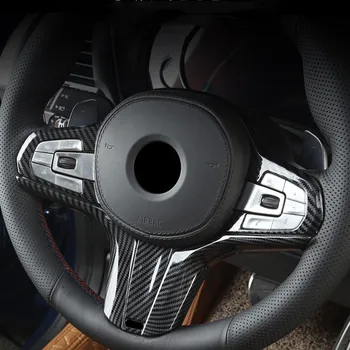 Styling auto Volan Rama Decor Capac din Fibra de Carbon de Culoare Autocolante Garnitura Pentru BMW Seria 5 G30 G38 2018 Interior Decalcomanii