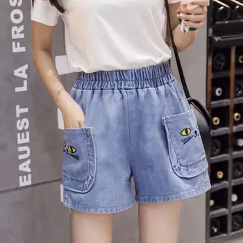 Trendy Moda coreeană Pantaloni scurti Femei Vintage Casual de Vara Largi Picior de Îmbrăcăminte de Înaltă Talie Jean pantaloni Scurți din Denim Estetic Feminin