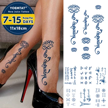 Albastru Cerneală Suc Impermeabil Tatuaj Temporar Autocolant Lotus Text Simbol Flash Transfer Body Art Durată Fals Tatuaj Pentru Barbati Femei