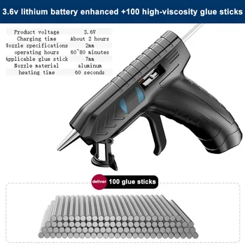 Acumulator 3.6 V pentru Clei Fierbinte Arma Mașină cu Lipici Stick USB Reîncărcabilă Wireless de Acasă de Reparații de Instrumente DIY pentru Clei Fierbinte Arma