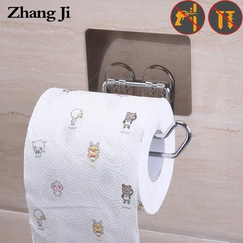ZhangJi Auto-adezive din Oțel Inoxidabil Traceless Toaletă Hârtie Suport Raft Baie bucatarie Suportul pentru Rola de Hârtie nu de foraj