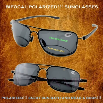 Pilot Rama Neagra Lentile Vedea de Aproape și de Departe Polarizate Bifocale Lectură ochelari de Soare 0.75 1 1.25 1.5 1.75 2 2.25 2.5 La 3.5