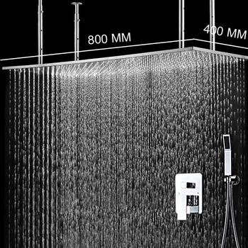Baie moderna Precipitații Cap de Duș Set 16 inch x inch 31 Plafon Panou de Duș Fierbinte și Rece 2 Moduri de Amestecare Supapa