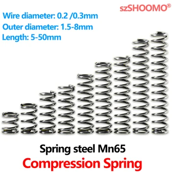 Cilindrice Elicoidale de Backspring Comprimat de Absorbție de Șoc de Presiune Reveni Mic arc de Compresiune din Otel 65Mn WD 0.2 0.3 mm