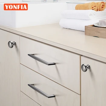 YONFIA 3679 Modern Cabinet Negru Mâner Pătrat de Feronerie pentru Mobilier, Aliaj de Zinc Bucătărie Manere de Usi Dulap Dulap Sertar Trage