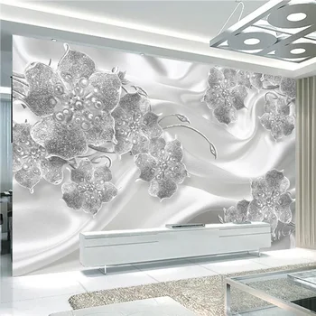 Personalizat Murală Tapet 3D Stereo Bijuterii Flori de Mătase, Hârtie de Perete Camera de zi cu TV, Canapea de Lux Home Decor în Stil European pictura Murala de Perete
