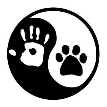 10*10CM Yin Și Yang Pisică Câine Urme de Palmă Notebook Decalcomanii de Personalitate Geam Decor Autocolant Auto C4-0050