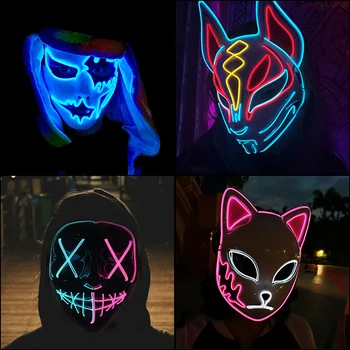 Halloween Petrecere de Carnaval Costum Decor Luminos LED Masca Halloween Masca LED Maske Aprinde Măști de Partid pentru Strălucire Petrecere