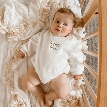 Nou-Născut Copil Drăguț Romper Jachete De Iarnă Romper Îmbrăcăminte Scrisoare Broderie Costume Tricou Copil Fata De Îmbrăcăminte