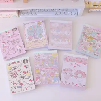Kawaii Cinnamoroll Kuromi Melodia Mea Pagina de Colorat Sticky Pad Notă Anime Sanrioed Inima Fetei Mesaj de Notebook-uri Incluse Autocolante