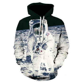 Casual Astronaut Spațiu Galaxy Hanorace 2022 Bărbați Pulover Hanorac Fashion Maneca Lunga Luna de Aterizare 3d Hanorace