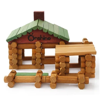 Copii din Lemn Lincoln Cabana Blocuri de Jucărie Pădure Log Set Copii Creative Cherestea Fermă și Magazin de Constructii din Lemn Casa de Jucărie