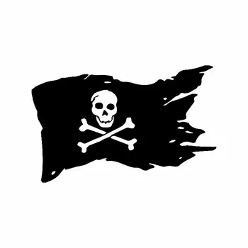 Negru/Argintiu Steag de Pirat Vinil Decal Oasele Craniului Cruce Nava Masina Autocolant Decor 14.2 CM*9CM