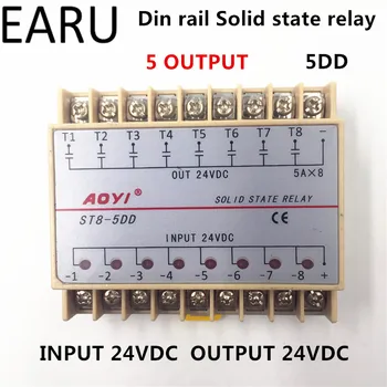 Transport gratuit 5DD 8 Canale Șină Din RSS Opt Intrare Ieșire 24VDC Singură Fază DC Solid state Releu 5A Modulului PLC Controler