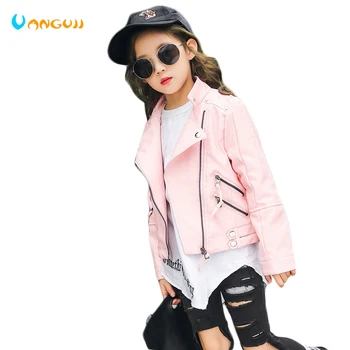 2018 toamna copilul pu jacheta fete nit cu fermoar jacheta rece îmbrăcăminte din Piele 5-11 ani coreean geaca de piele tot