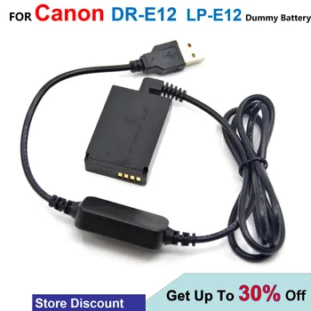 LP-E12 Dummy Baterie Power Bank 5V prin Cablu USB Adaptor + DR-E12 DC Cuplaj Pentru Canon EOS M M2 M10 M50, M100 M200 Camere