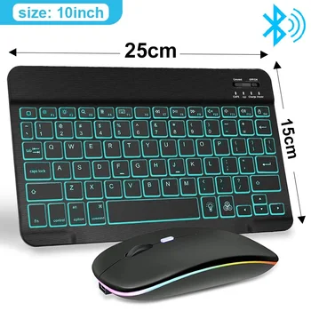 Mini Tastatura Wireless Si Mouse-ul RGB Bluetooth Keyboard Mouse-Set de Fundal Tastatură rusă Pentru Calculator, Telefon, Tableta PC Ipad